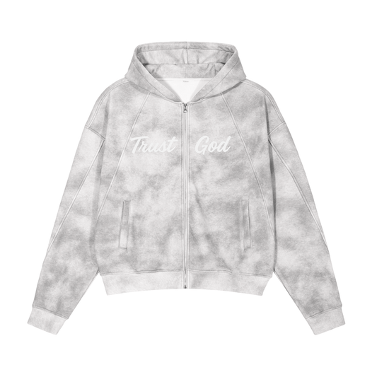 Dirty Washed Boxy Zip Hoodie